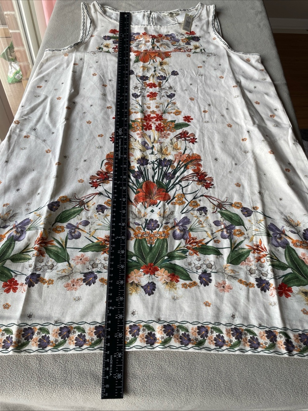 NWT $168 Max Studio London Linen Blend Ivory Floral Pockets A-Line Dress Large - Picture 11 of 11